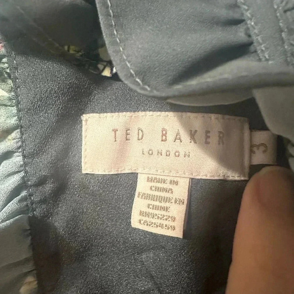 Ted Baker Gray Pleated Floral Midi Dress Size 8 - Picture 2 of 7